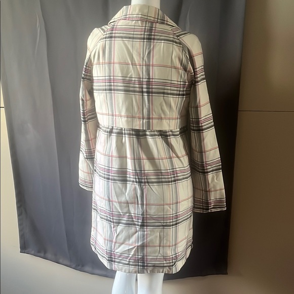 Merona Cream and Black Trench Coat with Plaid Design - Picture 8 of 9